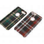 Wholesale iPhone 8 Plus / 7 Plus Checkered Plaid Fabric Armor PU Leather Case (Black)